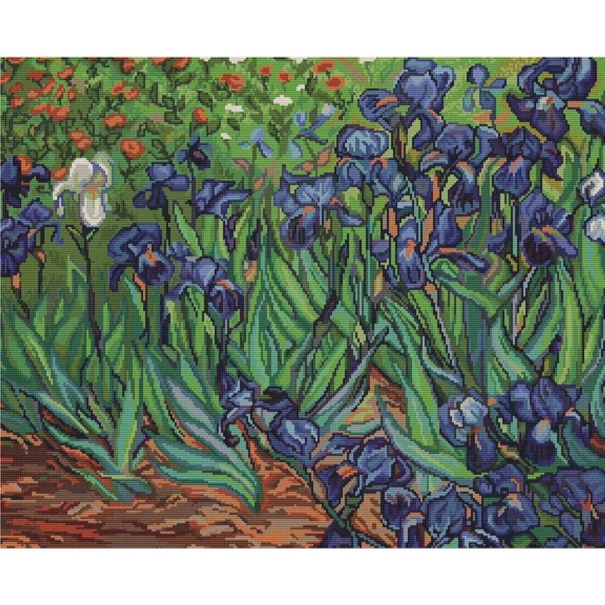 Luca-s Irises, Reproduction Of Van Gogh Counted Cross Stitch Kit